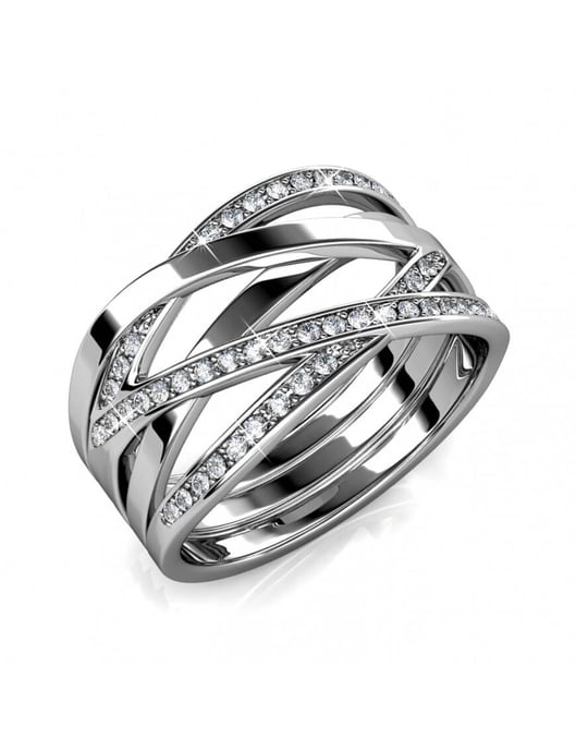 Criss Cross Ring - Silber und Kristall - Image 1