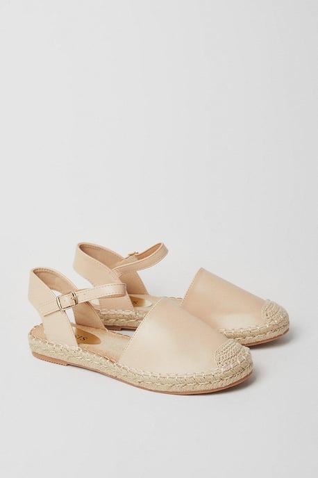 Bea Open Back Closed Toe Espadrille Flat Shoes