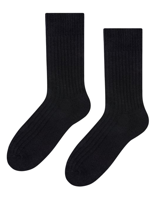 Herren Alpaka Wolle Socken für Winter | Steven | Gestrickte Crew Boot Socken - Schwarz - Image 1
