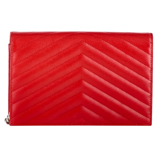 Saint Laurent Klassische Cassandre Matelassé Geldbörse mit Kettenriemen aus rotem Leder - Image 3