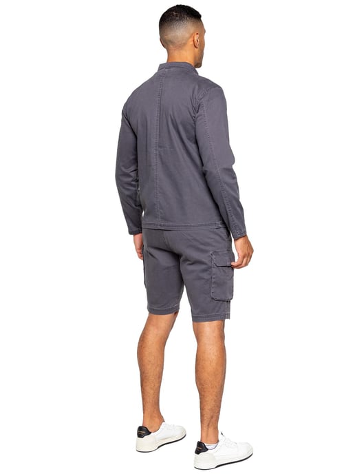 Enzo | Herren Cargo-Trainingsanzug mit Shorts Set - Grau - Image 3