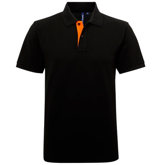 Asquith & Fox Herren Classic Fit Kontrast-Poloshirt (Schwarz/Orange) - Image 1