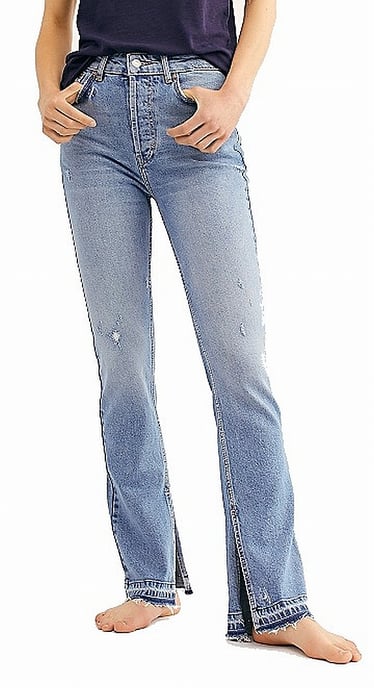 Free People Womens Jeans Blue Emmy Split Hem Bootcut Stretch