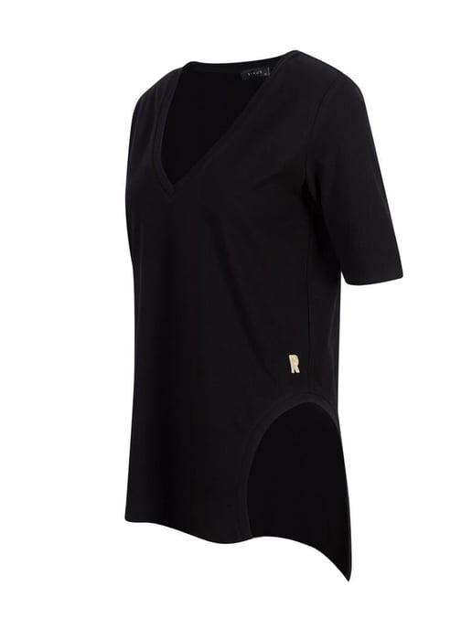 V Neck Front Back Long Basic T-Shirt