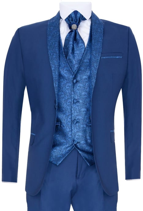Herren 4-teiliges blaues maßgeschneidertes Hochzeitsanzug - Image 1