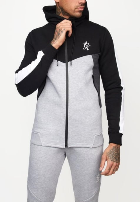 Gym King Koen Mens Zip Up Hoodie Schwarz/Grau - Image 1