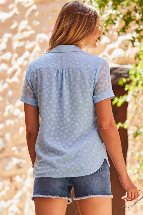 Pale Blue Dobby Short Sleeve Shirt