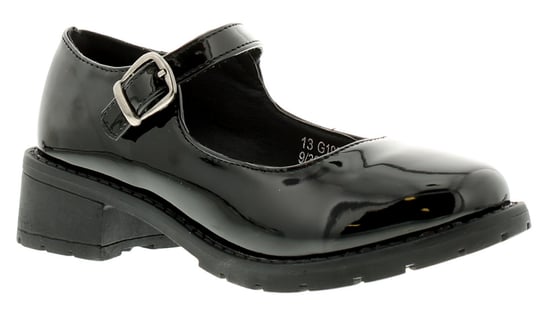 New Older Girls/Childrens Black Patent Buckle Fasten Fashion Shoes