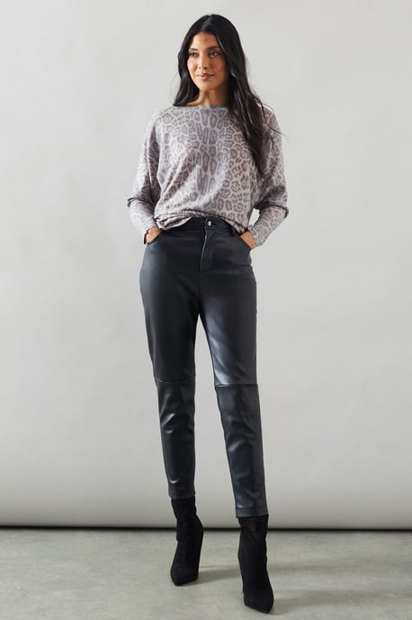 Leopard Print Batwing Knitted Top - Image 4
