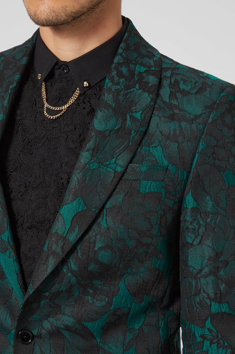 Gilmour Skinny Fit Green Floral Jacket