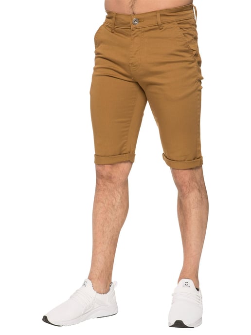 Enzo | Herren Slim Fit Stretch Chino Shorts - Tan - Image 2