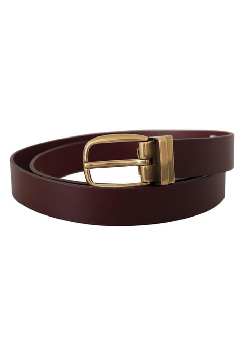 Dolce & Gabbana Men's Brown Leather Classic Gold Metal Buckle Belt