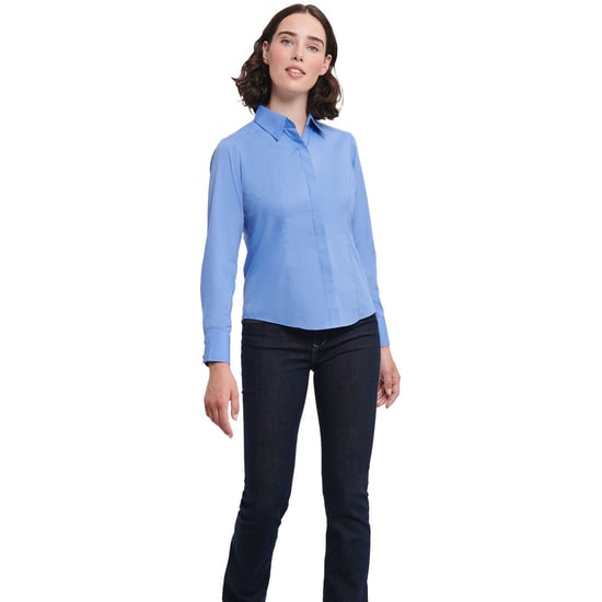 Russell Collection - Hemd für Damen Langärmlig (Business-Blau) - Image 2