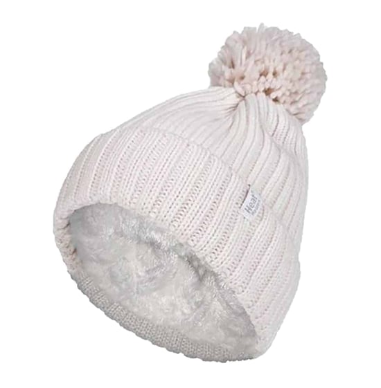 Ladies Ribbed Cuffed Thermal isoliert Winter Pom Pom Bommelmütze - Image 1