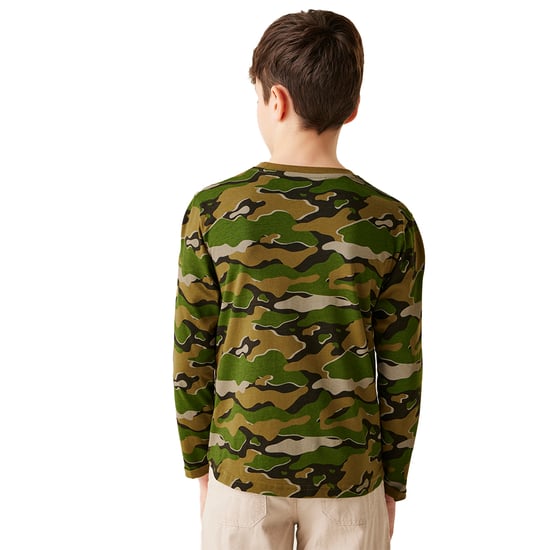 Regatta Childrens/Kids Wenbie III Camo Long-Sleeved T-Shirt (Nephrite Green)