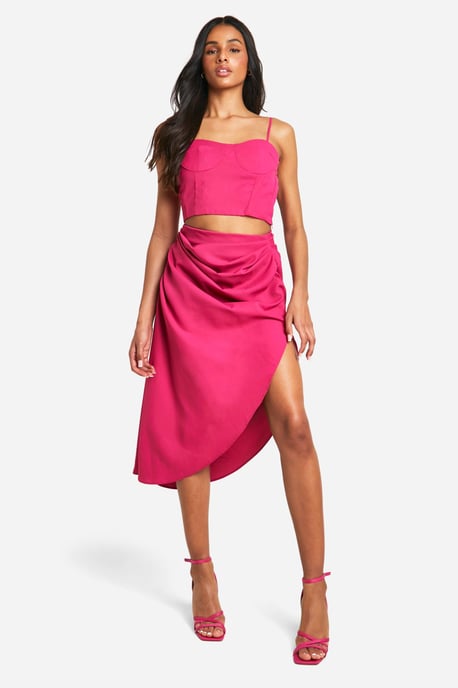 Tall Ruched Asymmetric Woven Skirt - Image 1