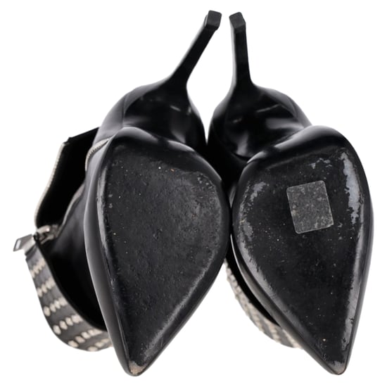 Saint Laurent Paris Faltbare Nieten-Stiefeletten aus schwarzem Leder - Image 6