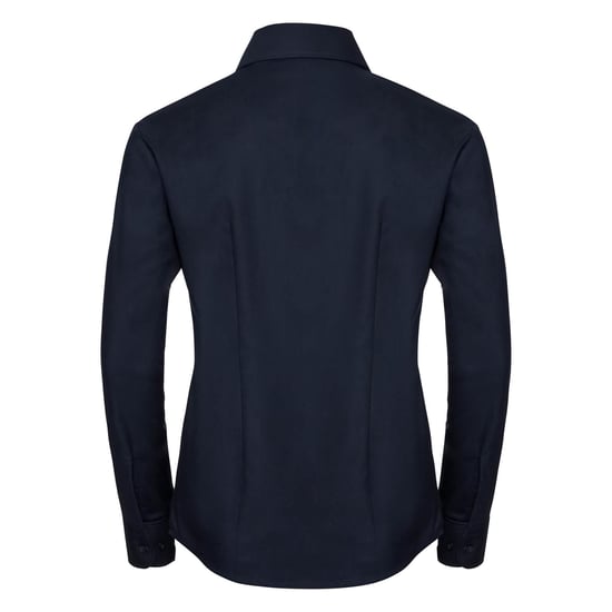 Russell Collection Ladies/Womens Long Sleeve Easy Care Oxford Shirt (Bright Navy)