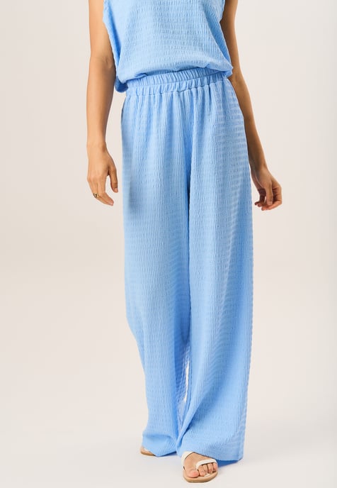Textured Elastic Waist Pull On Trousers