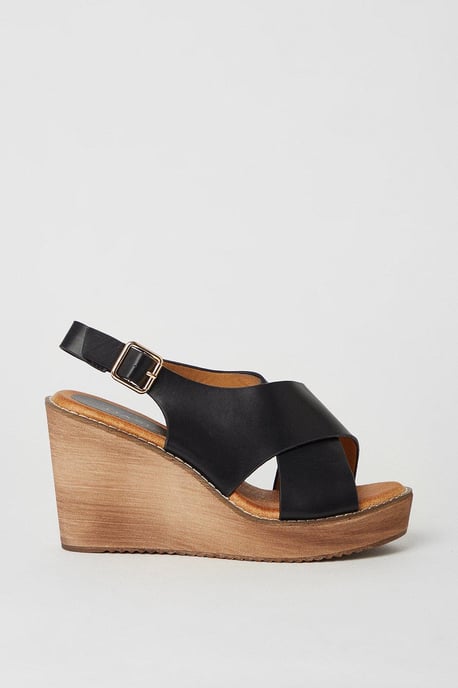 Kenton Wood Effect High Cross Strap Wedges