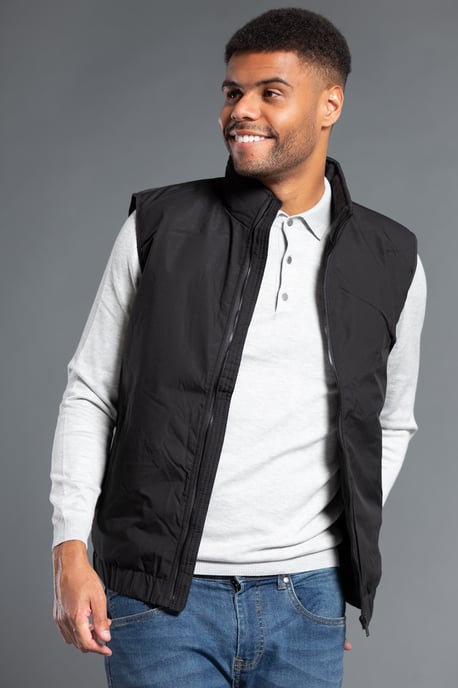 Black Funnel Neck Gilet With Light Padding Inside