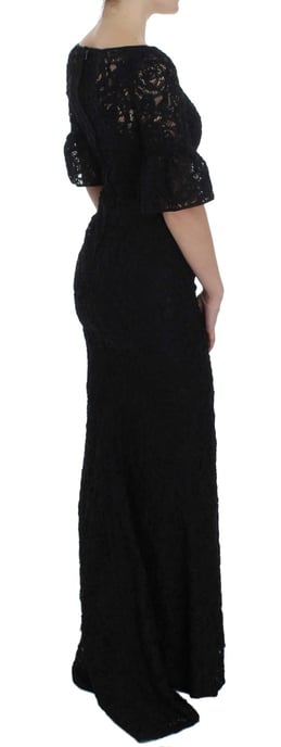 Dolce & Gabbana Women's Black Floral Lace Long Bodycon Maxi Dress - Image 4