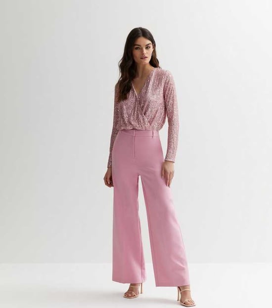 Pailletten-Wickel-Bodysuit mit langen Ärmeln - Image 3