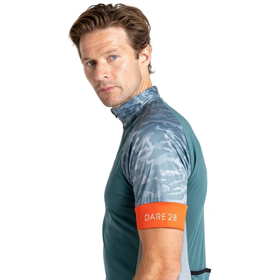 Dare 2B Mens Stay the Course III Camo Cycling Jersey (Mediterranean Green)