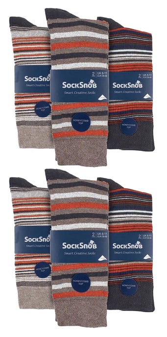 12 Paar Multipack Herren Baumwolle bunt gestreiften Kleid Socken | Socken Snob | gemusterten Business Casual Dress Socken - Rom - Image 2
