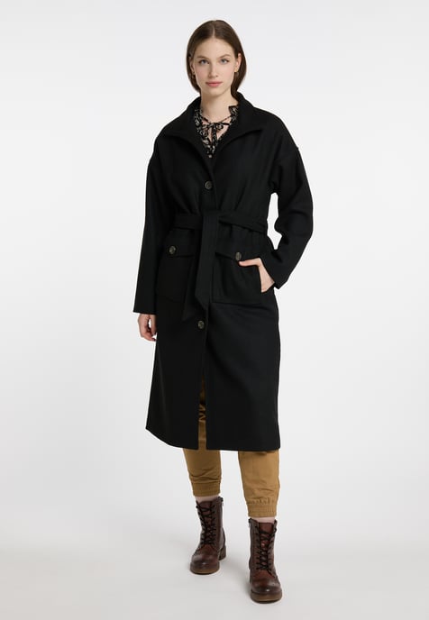 Dreimaster Übergangsmantel aus Wollgemisch Damen Schwarz - Image 4
