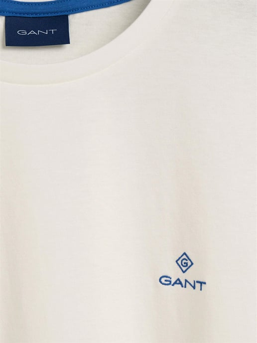 Gant | Herren T-Shirt mit Rundhalsausschnitt Kontrast Logo - Weiß - Image 5