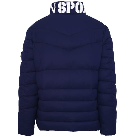 Plein Sport Gepolsterte Jacke mit kühnem Logo in Marineblau - Image 2