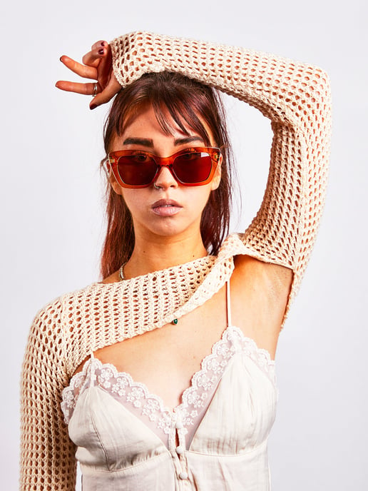 Brown cat eye angular sunglasses