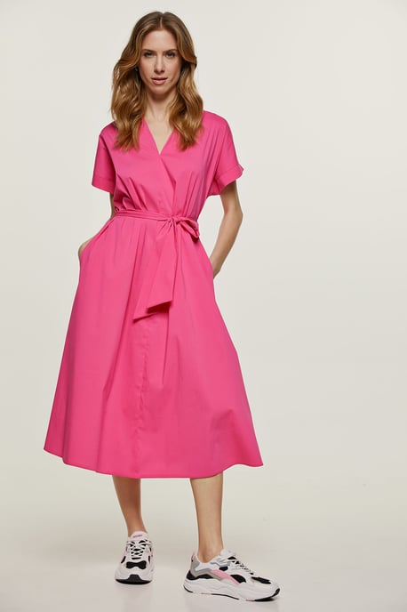 Fuchsia A Line Midikleid mit Gürtel - Image 6