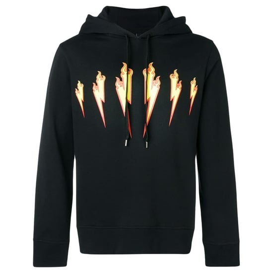 Neil Barrett Thunder Flame Lightning Bolt Logo Schwarzer Kapuzenpullover - Image 3