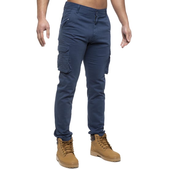 Enzo | Mens Cargo Trousers - Blue