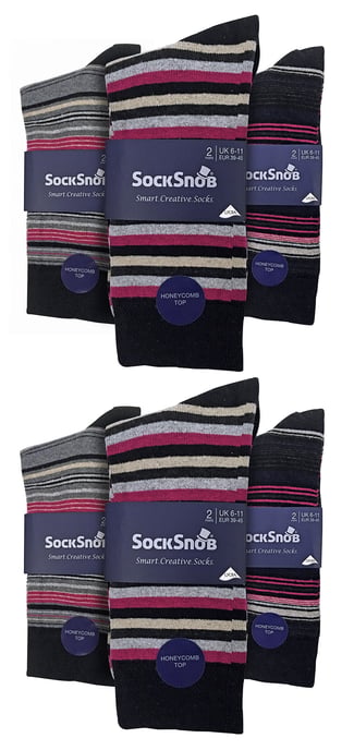 12 Paar Multipack Herren Baumwolle bunt gestreifte Kleid Socken | Socken Snob | Gemusterte Business Casual Kleid Socken - Tokio - Image 2