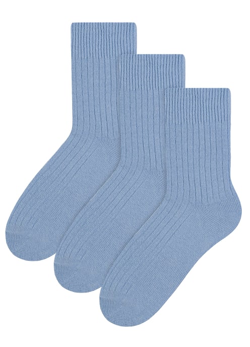 3 Paar Wollsocken für Damen | Steven | Atmungsaktive gepolsterte Damensocken Blau - Image 1