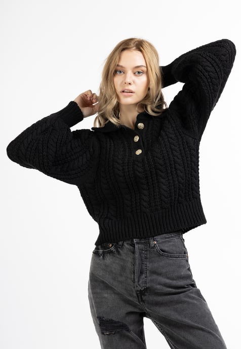 Dreimaster Strick Pullover Damen SCHWARZ - Image 3