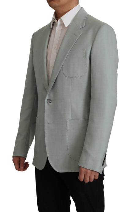 Dolce & Gabbana Light Green Cashmere-Seiden-Herrenblazer - Image 3