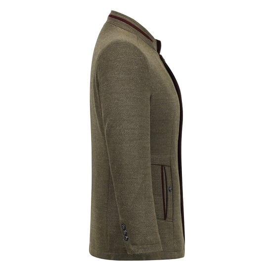 Herren Kurzer Slim Fit Mantel mit Stehkragen Business Casual Wollmantel Khaki - Image 2