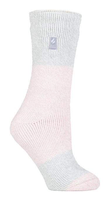 Wärmehalter - Damen Thermosocken für den Winter | Outdoor & Indoor Socken | Kuschelig & Flauschig | Geschenke für Frauen - Dusted Pink / Silber (Catania) - Image 1