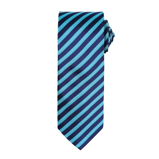 Premier Mens Double Stripe Pattern Formal Business Tie (Türkis/Marine) - Image 1