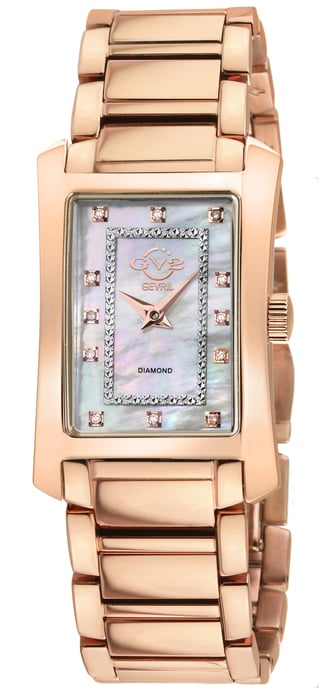 GV2 Womens Luino Swiss Quartz Diamond White MOP Dial, 316L Stainless Steel IPRG Watch