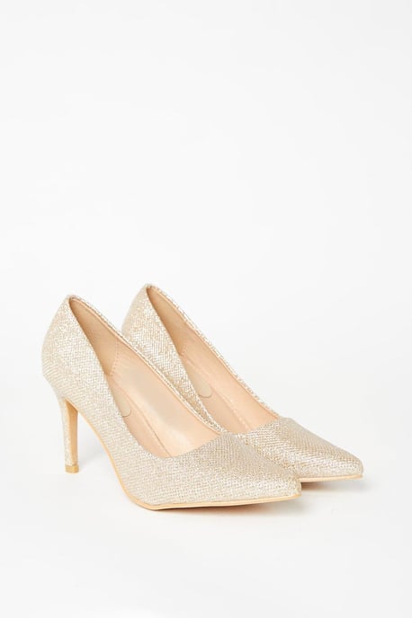 Wide Fit Dame High Stiletto Glitter Court Shoes