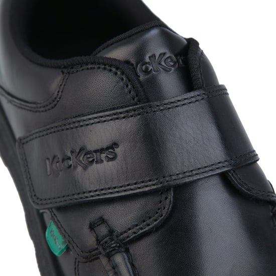 Boy's Kickers Junior Fragma Strap Leather Shoe in Black