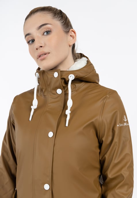 Dreimaster Regenjacke mit Teddyfutter Damen Dunkelsand - Image 3