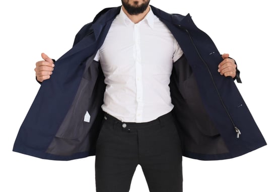 Dolce & Gabbana Blauer Kapuzen-Doppelreihiger Mantel Herrenjacke - Image 6