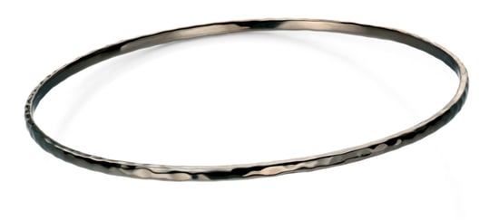 Elements Silver Womens 925 Sterling Silver Ruthenium Plated Hammered Bangle Bracelet