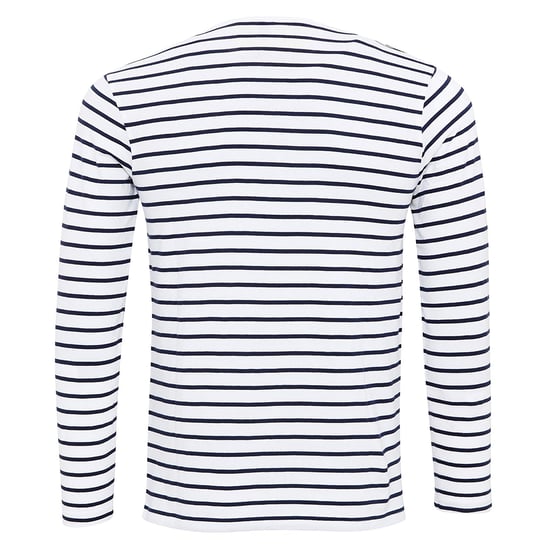 Premier Mens Long John Roll Sleeve Tee (Weiß/Marine) - Image 2